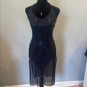Elegant Black Sequin Dress halter style
